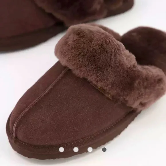 Redfoot platform shearling slippers shoes Chocolate Brown, Dorm, warm cozy shoes - Picture 3 of 5